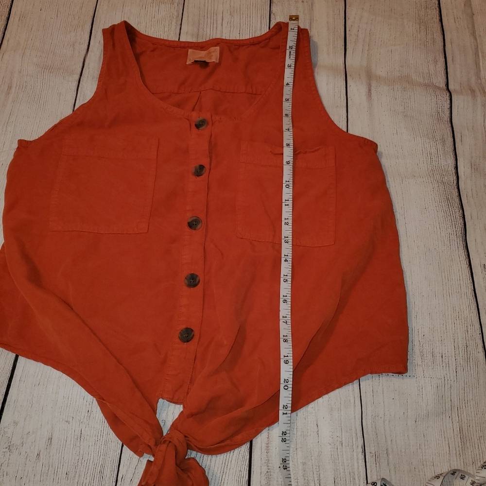 Universal Thread Burnt Orange Button Down Sleevel… - image 5